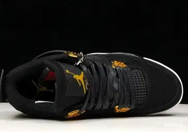 MENS 4 BLACK “ROYALTY” METALLIC 308497-032 AIR GOLD-WHITE JORDAN 0426